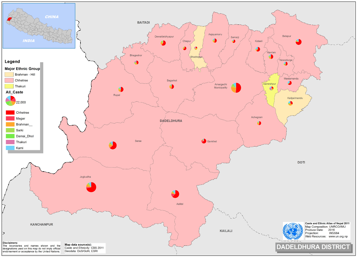 This map presents major caste group and it's composition based on CBS 2011 data of Dadeldhura district