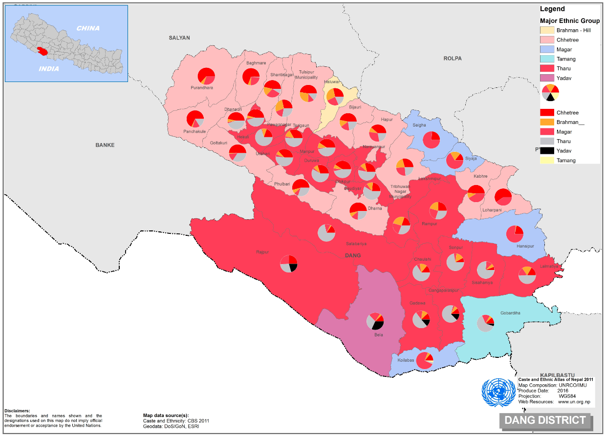 This map presents major caste group and it's composition based on CBS 2011 data of Dang