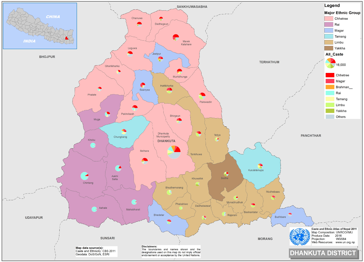 This map presents major caste group and it's composition based on CBS 2011 data of Dhankuta