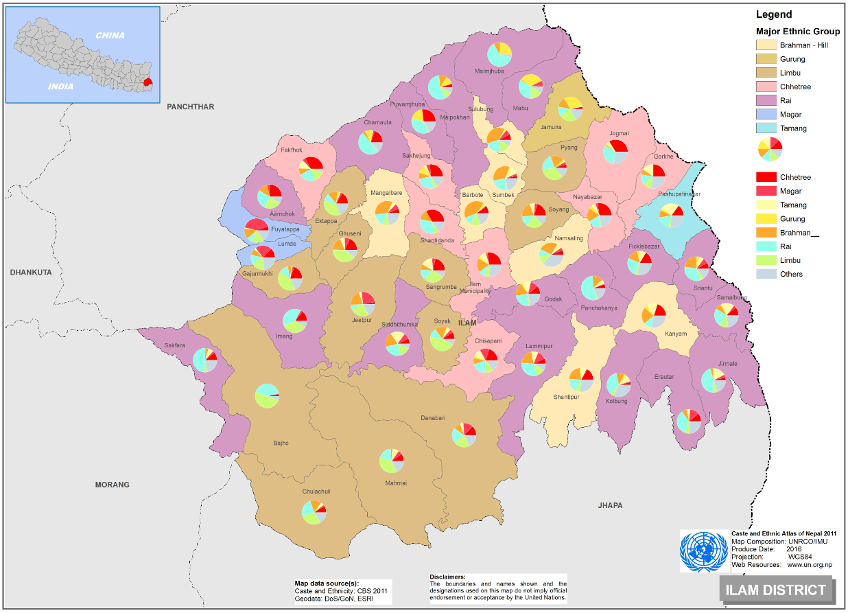 This map presents major caste group and it's composition based on CBS 2011 data of Ilam.