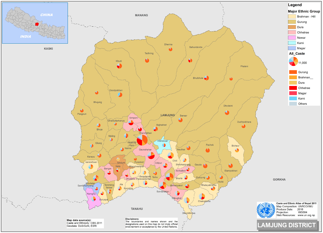 This map presents major caste group and it's composition based on CBS 2011 data of Lamjung.