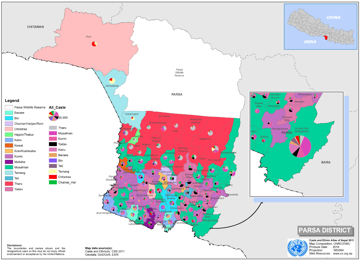 This map presents major caste group and it's composition based on CBS 2011 data of Parsa.