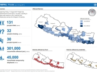 This map shows the status of death, missing, injured, district affected and affected families from flood and landslide.