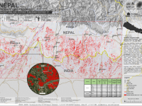 The map illustrates satellite-detected surface waters in red polygons in Province 1 and 2  acquired on 1 July 2021.